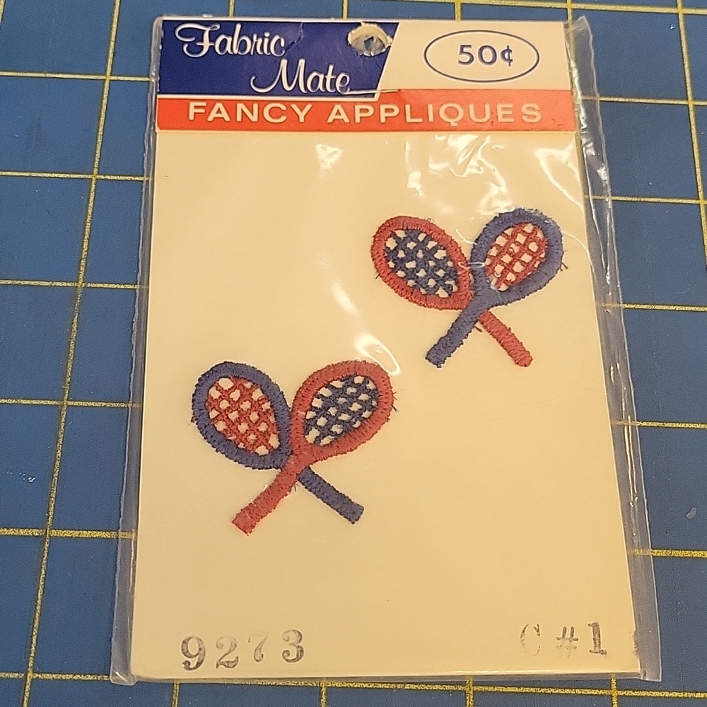 Vintage Sew On Appliques Tennis Design Set of 2 New